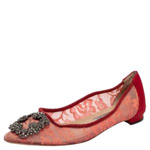 Manolo Blahnik Red Lace And Satin Hangisi Ballet Flats Size 36, Flats - Luxury Closet catalog
