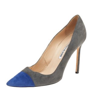 Manolo Blahnik Grey/Blue Suede Pointed Toe Pumps Size 40, Pumps - Luxury Closet catalog