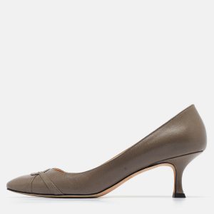 Manolo Blahnik Grey Leather Almond Toe Pumps Size 36.5, Pumps - Luxury Closet catalog