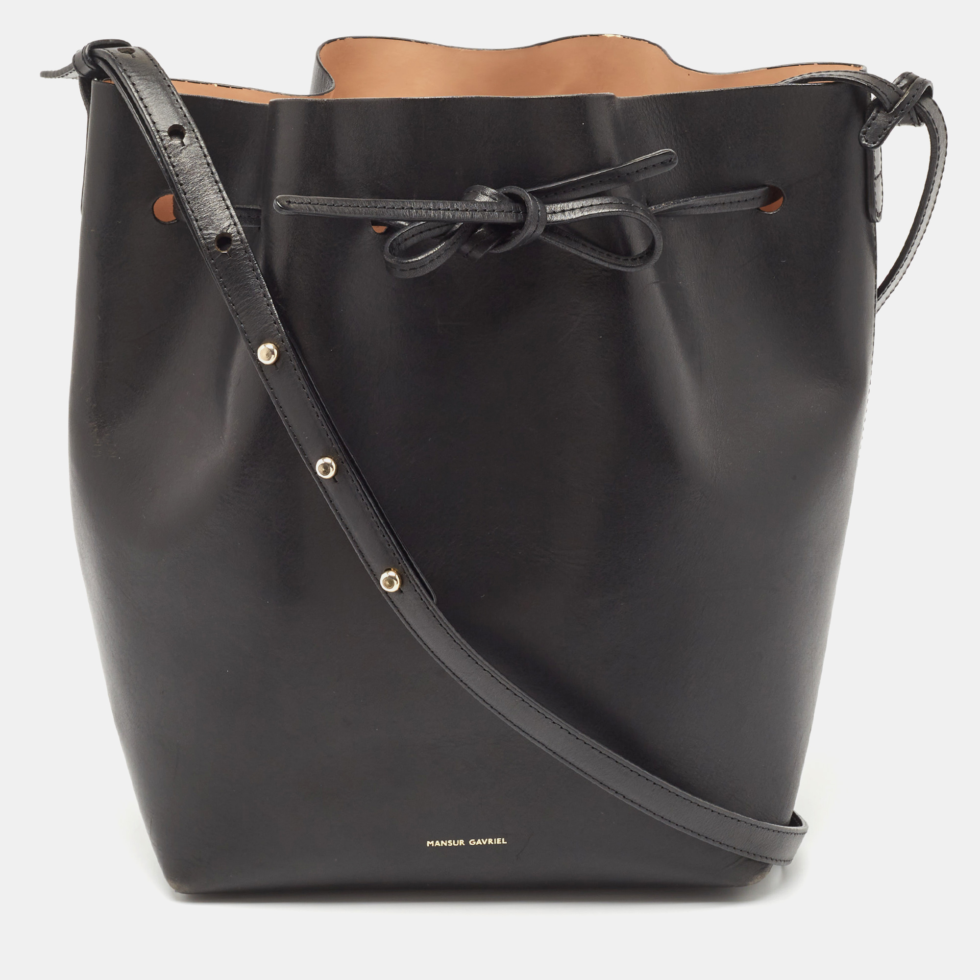 Mansur Gavriel Black Leather Large Drawstring Bucket Bag, Handbags - Luxury Closet catalog