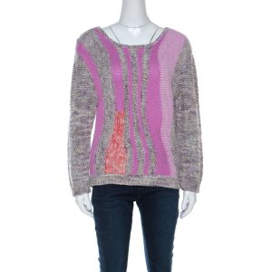 Marc by Marc Jacobs Grey & Purple Cotton Blend Hand Knit Sweater M, Sweaters & Cardigans - Luxury Closet catalog