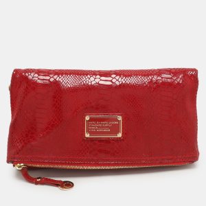 Marc by Marc Jacobs Red Python Embossed Leather Too Hot To Party Foldover Clutch, Clutches & Special Occasion Bags - Luxury Closet catalog