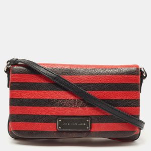 Marc by Marc Jacobs Red/Black Stripe Leather Percy Flap Crossbody Bag, Handbags - Luxury Closet catalog