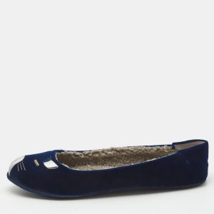 Marc by Marc Jacobs Navy Blue Velvet and Leather Cat Ballet Flats Size 36.5, Flats - Luxury Closet catalog