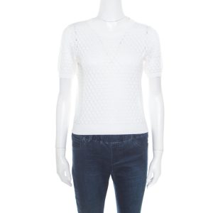 Marc Jacobs White Perforated Fish Scale Pattern Knit Crop Top S, Shirts & Tops - Luxury Closet catalog