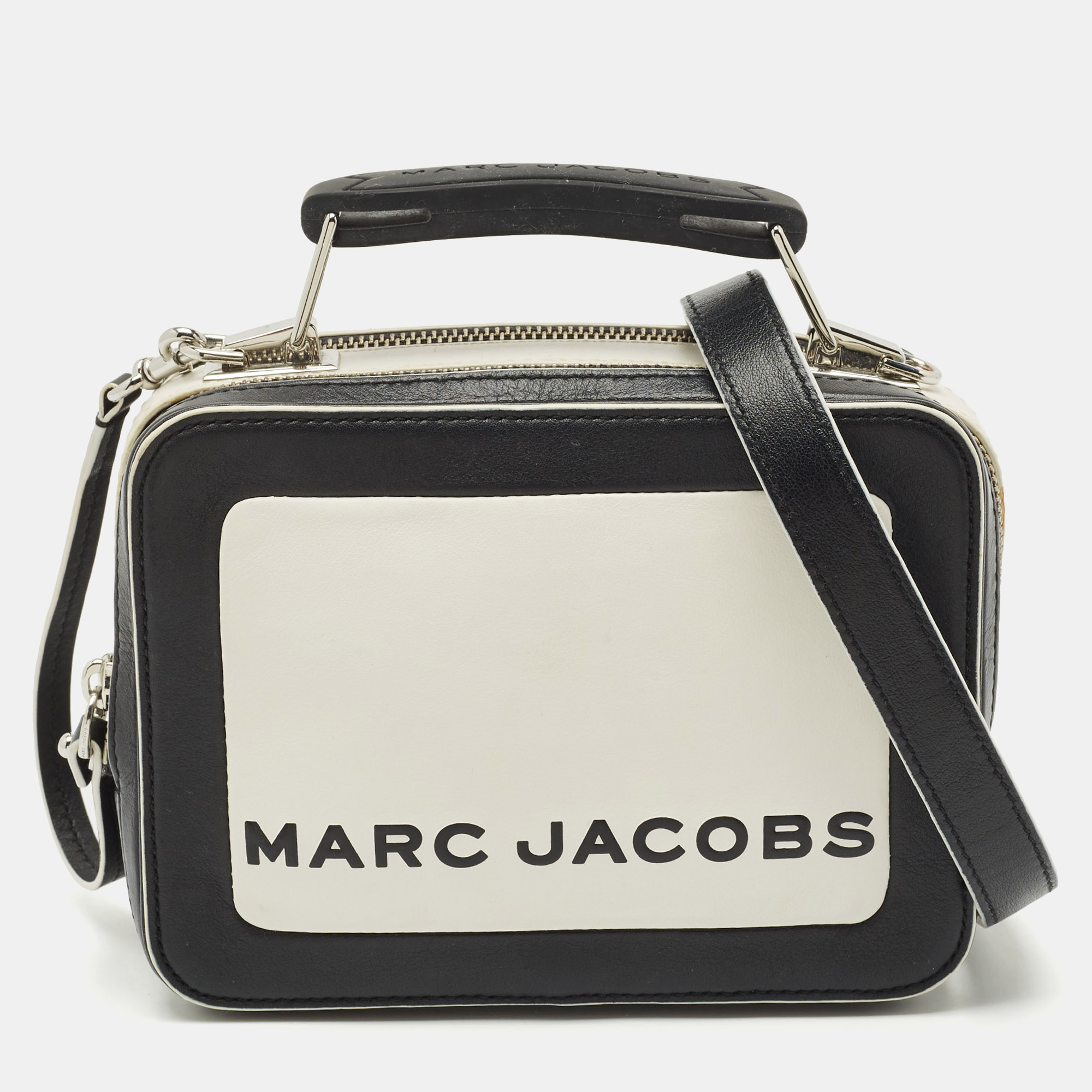 Marc Jacobs Black/White Leather The Box 20 Top Handle Bag, Shoulder Bags - Luxury Closet catalog