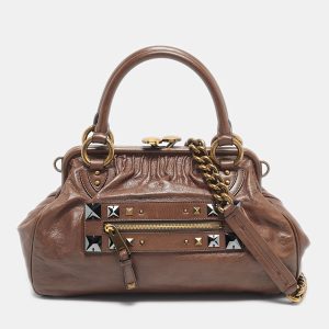 Marc Jacobs Brown Leather Studs Embellished Stam Satchel, Satchels - Luxury Closet catalog