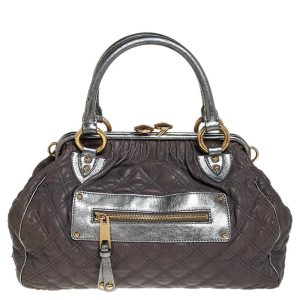 Marc Jacobs Grey/Silver Quilted Leather Stam Shoulder Bag, Shoulder Bags - Luxury Closet catalog