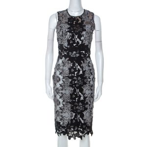 Marchesa Notte Monochrome Floral Lace Sleeveless Pencil Dress S, Dresses - Luxury Closet catalog
