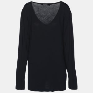Marina Sport by Marina Rinaldi Navy Blue Jersey V Neck Full Sleeve T-Shirt L, Shirts & Tops - Luxury Closet catalog