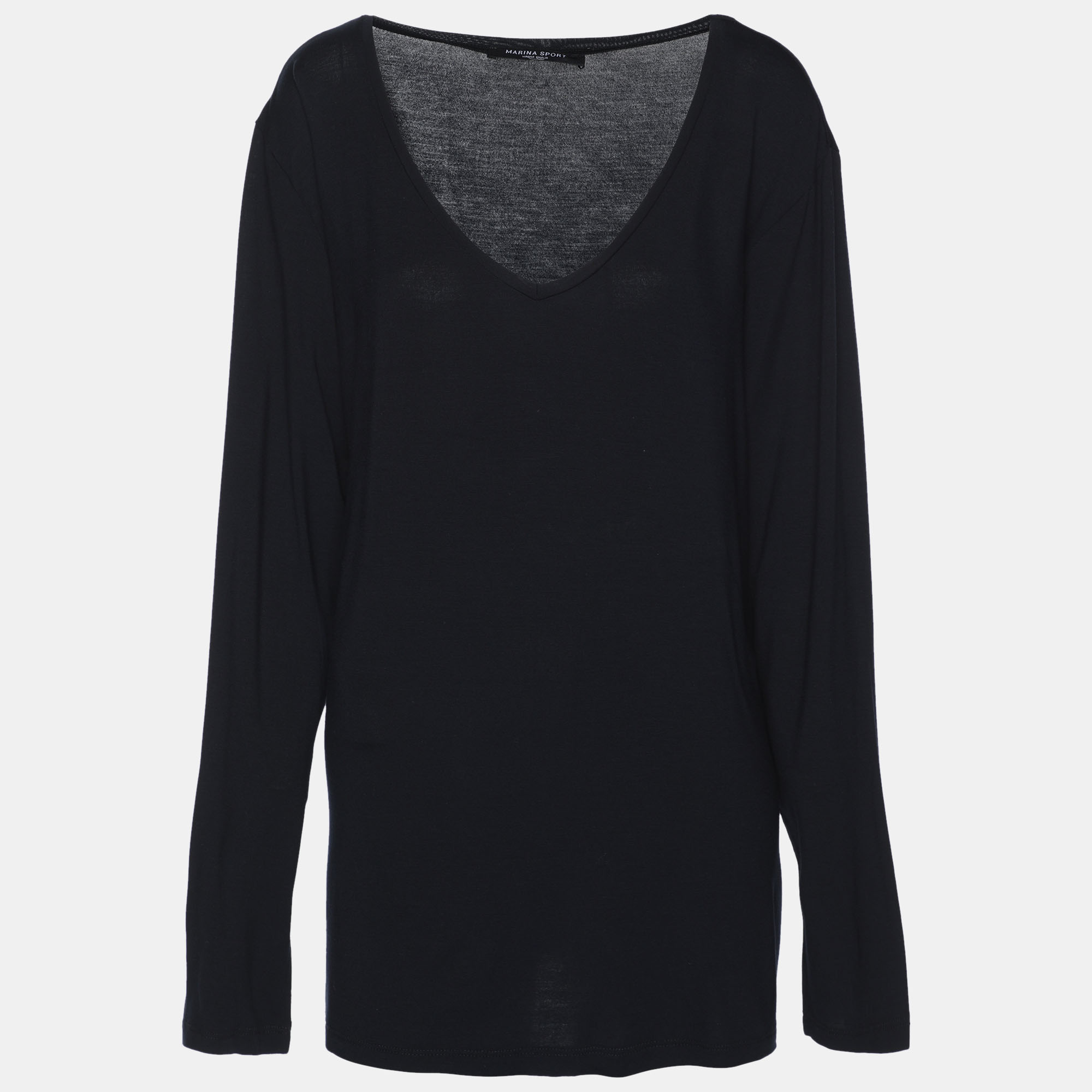 Marina Sport by Marina Rinaldi Navy Blue Jersey V Neck Full Sleeve T-Shirt L, Shirts & Tops - Luxury Closet catalog