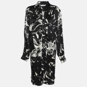 Marina Rinaldi Black/White Printed Silk Button Front Dress L, Dresses - Luxury Closet catalog