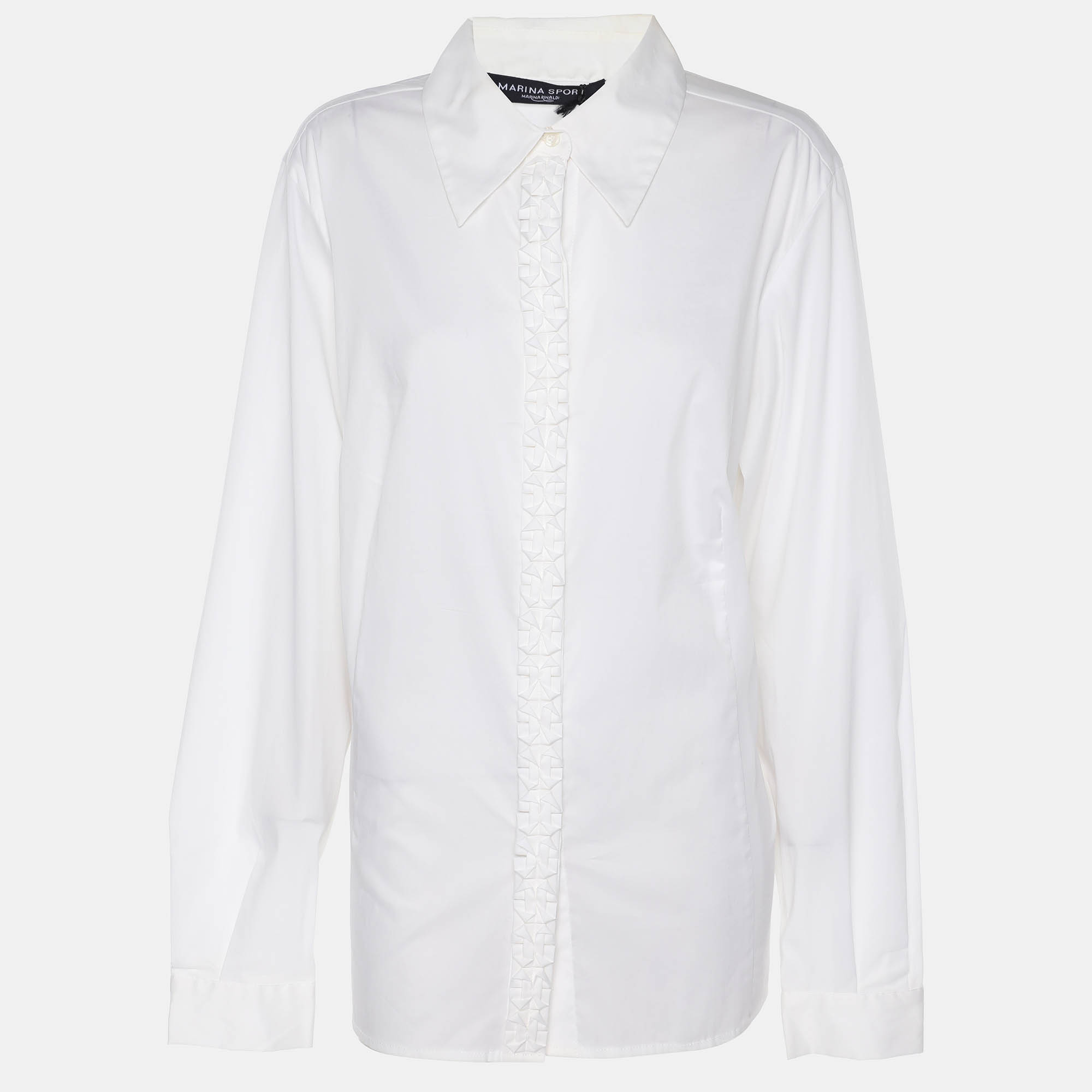 Marina Sport by Marnina Rinaldi White Cotton Blend Origami Details Long Sleeve Shirt L, Shirts & Tops - Luxury Closet catalog