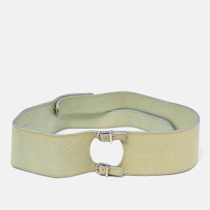 Marni Light Green Leather Adjustable Double Strap Wide Belt, Belt Buckles - Luxury Closet catalog