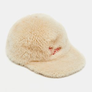 Marni Beige Logo Embroidered Shearling& Leather Baseball Cap M, Apparel & Accessories - Luxury Closet catalog