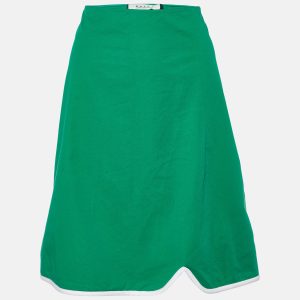 Marni Green Cotton Contrast Trim Knee Length Skirt M, Skirts - Luxury Closet catalog
