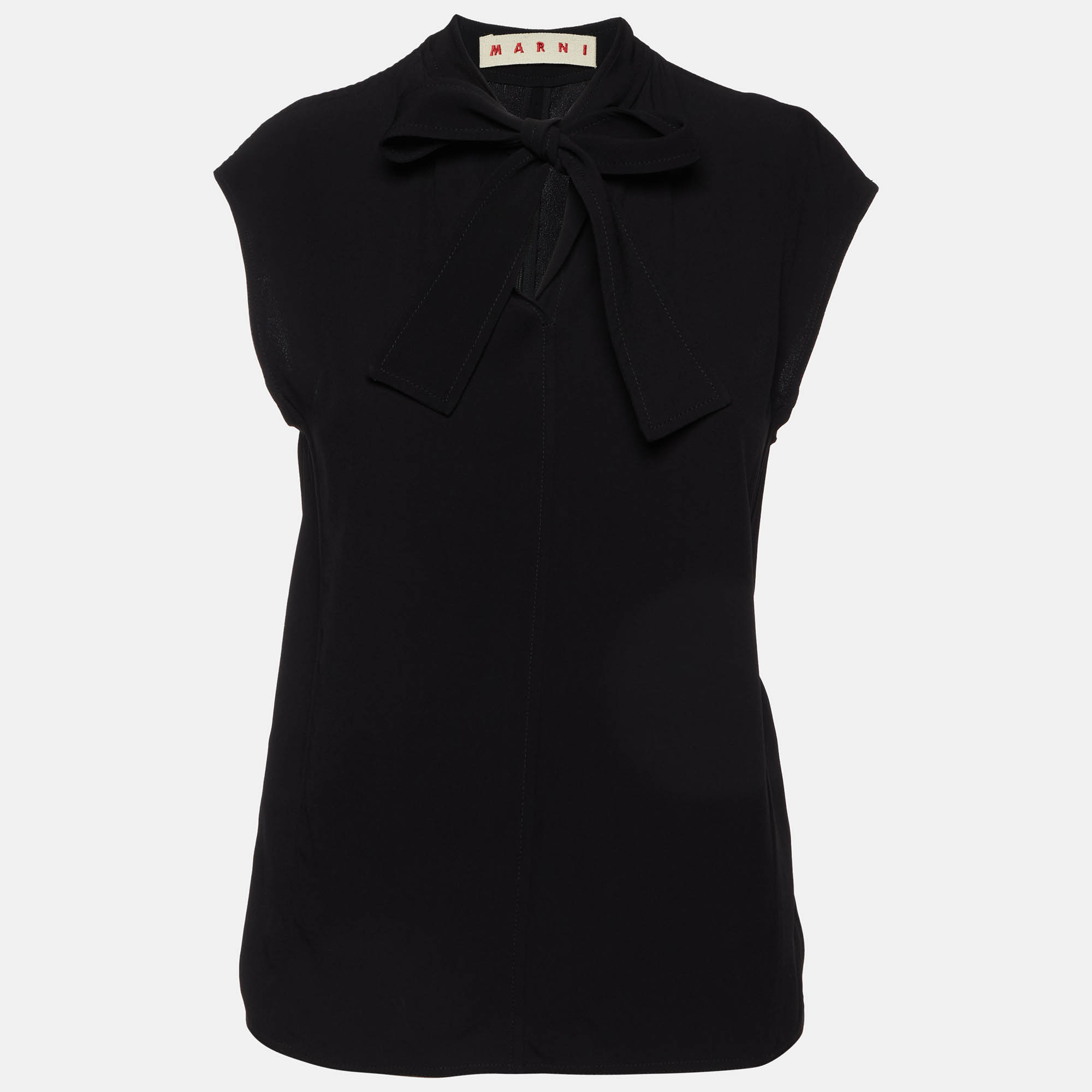 Marni Black Crepe Neck Tie Sleeveless Top S, Shirts & Tops - Luxury Closet catalog