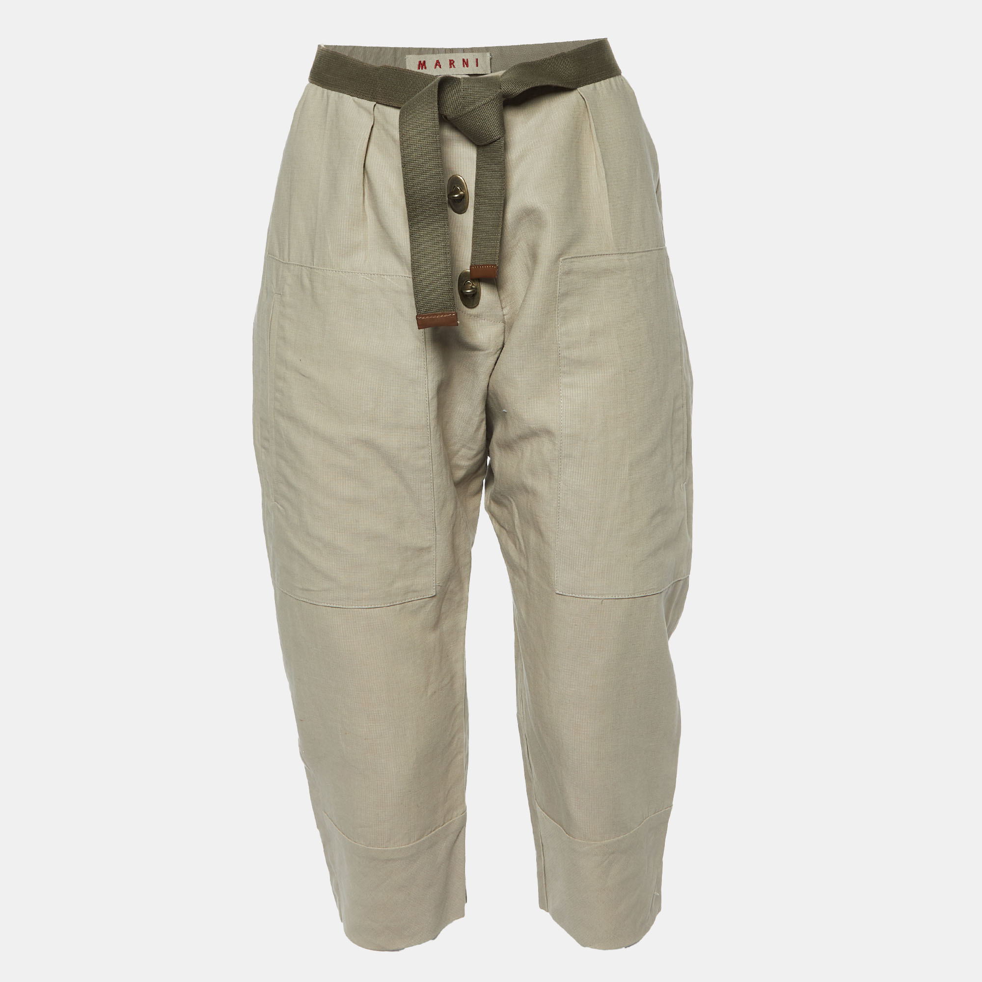 Marni Beige Linen Belted Capri Pants S, Clothing - Luxury Closet catalog
