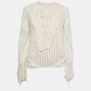 Marni Cream Stripe Silk Neck Tie-Up Detail Blouse S, Shirts & Tops - Luxury Closet catalog