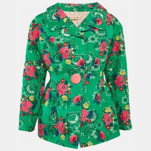 Marni Green Floral Embroidered Jacquard Short Coat S, Coats & Jackets - Luxury Closet catalog