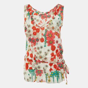 Marni White/Red Floral Print Cotton Peplum Top M, Shirts & Tops - Luxury Closet catalog