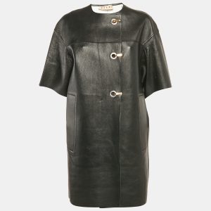 Marni Black Leather Short Sleeve Coat M, Coats & Jackets - Luxury Closet catalog