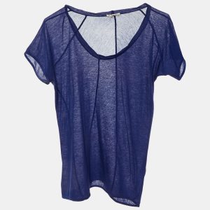 Marni Navy Blue Cotton Knit Deep Neck T-Shirt M, Shirts & Tops - Luxury Closet catalog