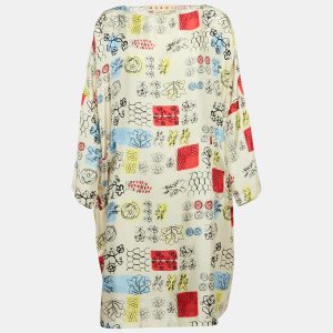 Marni Cream Printed Silk Shift Dress M, Dresses - Luxury Closet catalog