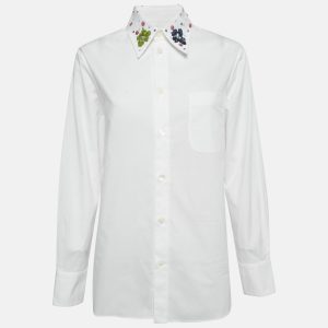 Marni White Cotton Sequined Collar Full Sleeve Shirt S, Shirts & Tops - Luxury Closet catalog