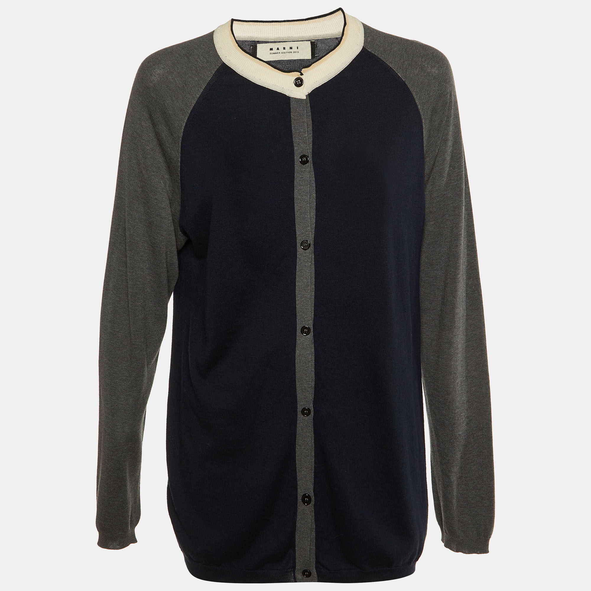 Marni Black & Grey Cotton Knit Button Front Cardigan L, Sweaters & Cardigans - Luxury Closet catalog