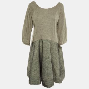 Marni Cream & Grey Wool Paneled Oversized Mini Dress M, Dresses - Luxury Closet catalog