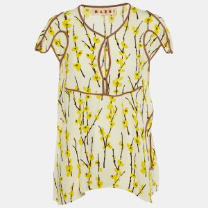 Marni Cream printed Silk Crepe Top M, Shirts & Tops - Luxury Closet catalog