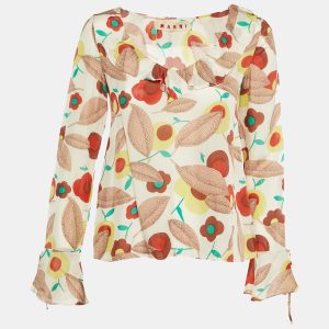 Marni Multicolor Floral Printed Silk Top S, Shirts & Tops - Luxury Closet catalog