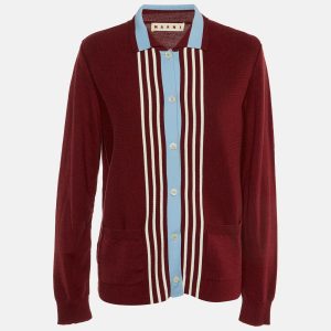 Marni Red/Blue Wool Knit Button Front Cardigan L, Sweaters & Cardigans - Luxury Closet catalog