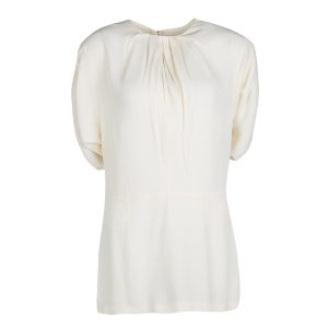 Marni Cream Pleat Detail Draped Cut Out Sleeve Tunic M, Shirts & Tops - Luxury Closet catalog