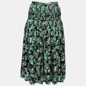 Marni Fern Green Floral Print Silk Pleated Midi Skirt S, Skirts - Luxury Closet catalog