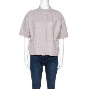 Marni Beige Linen Press Button Short Sleeve Top S, Shirts & Tops - Luxury Closet catalog