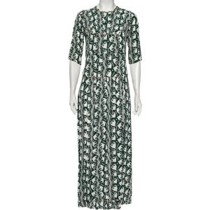 Marni Green Printed Crepe Pleated Front Detailed Maxi Dress S, Dresses - Luxury Closet catalog