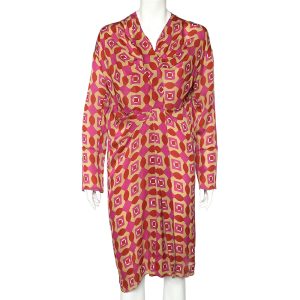 Marni Multicolor Geometric Printed Silk Draped Midi Dress S, Dresses - Luxury Closet catalog