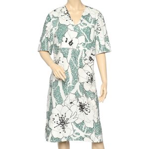Marni White Floral Printed Cotton V-Neck Midi Dress L, Dresses - Luxury Closet catalog