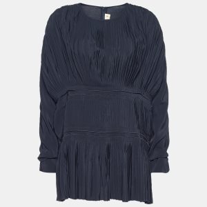 Marni Midnight Blue Silk Pleated Slouchy Top L, Shirts & Tops - Luxury Closet catalog
