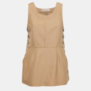 Marni Beige Cotton Buttoned Sleeveless Peplum Top M, Shirts & Tops - Luxury Closet catalog