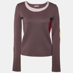 Marni Purple Wool Contrast Detail Long Sleeve Sweatshirt M, Sweaters & Cardigans - Luxury Closet catalog