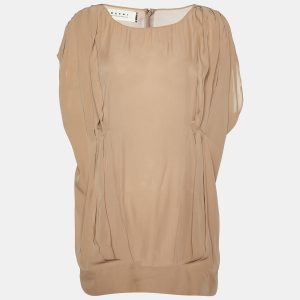 Marni Beige Pleated Crepe Loose Fit Blouse M, Shirts & Tops - Luxury Closet catalog