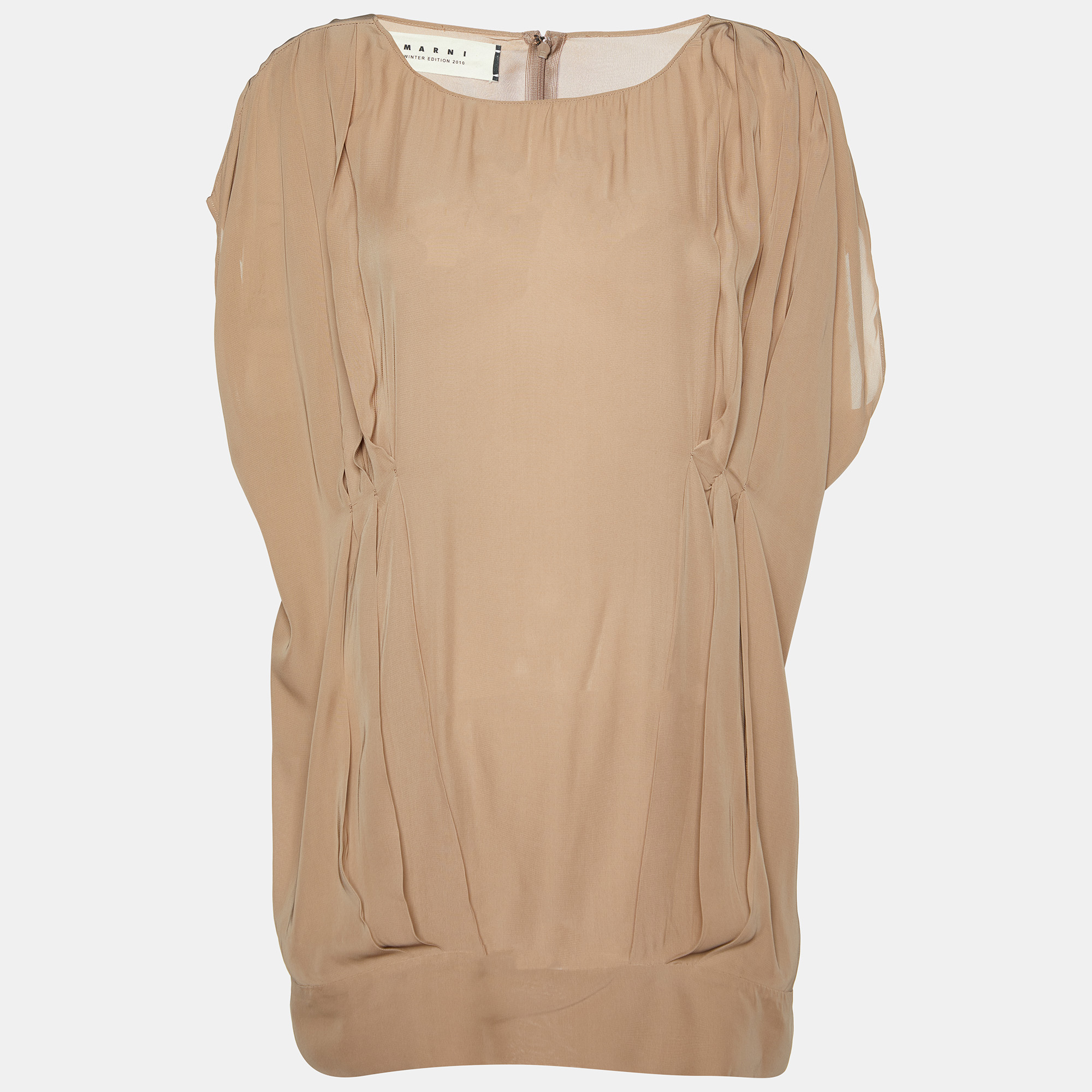 Marni Beige Pleated Crepe Loose Fit Blouse M, Shirts & Tops - Luxury Closet catalog