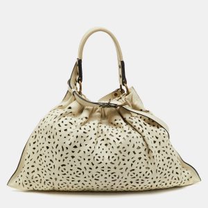 Marni Off White Leather Cutout Oversized Shoulder Bag, Shoulder Bags - Luxury Closet catalog