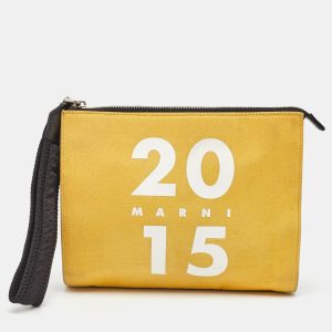 Marni Tri Color Canvas and Leather Wristlet Pouch, Clutches & Special Occasion Bags - Luxury Closet catalog