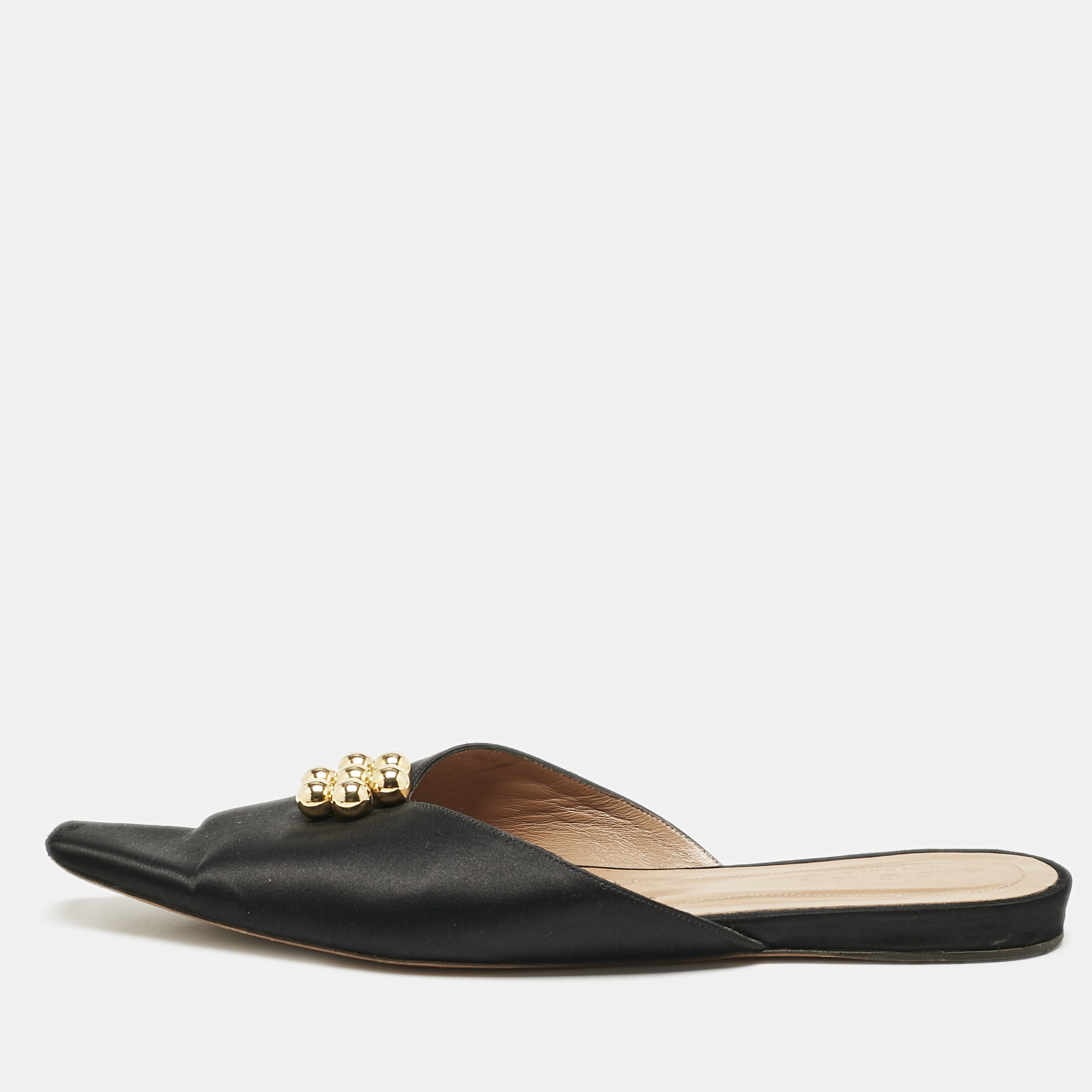 Marni Black Satin Embellished Pointed Toe Flat Mules Size 41, Flats - Luxury Closet catalog