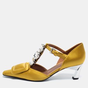 Marni Yellow Satin Crystal Embellished T-Bar Pumps Size 36, Pumps - Luxury Closet catalog
