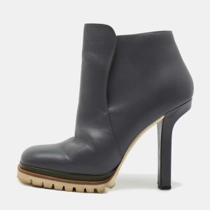 Marni Grey Leather Square Toe Ankle Booties Size 40, Boots - Luxury Closet catalog
